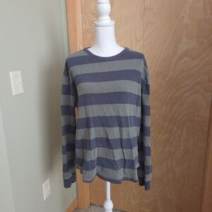 Sonoma Blue And Green Striped Kingsley crewneck Top